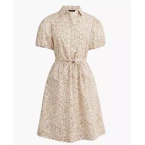 J. Crew Cream and Brown Patterned Dress